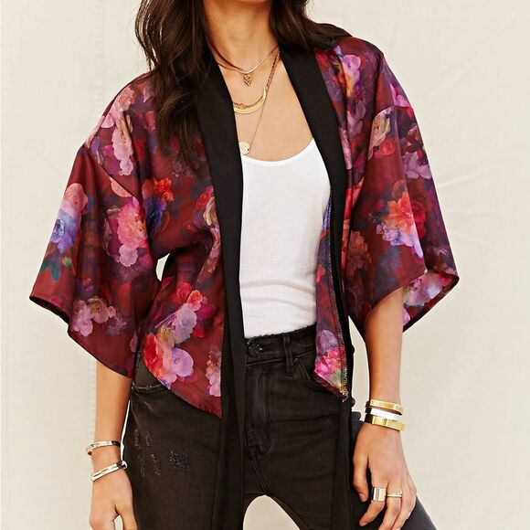 One & Only x Urban Outfitters Tie-Front Kimono Top Size Small - Picture 1 of 15